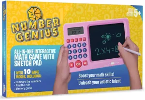 CoolToys Number Genius - Interactive Electronic Math Game with Sketch Pad - Educational Math Learning Games for Kids: Addition, Subtraction, Multiplication, Division, Number Comparison & Logic - Pink