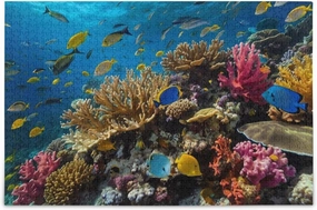 Coral Colorful Fish Jigsaw Puzzle 1000 Piece, Educational Intellectual Decompression Puzzle Game Jigsaw Puzzle for Adult Active Thinking Party Entertainment, Family Games