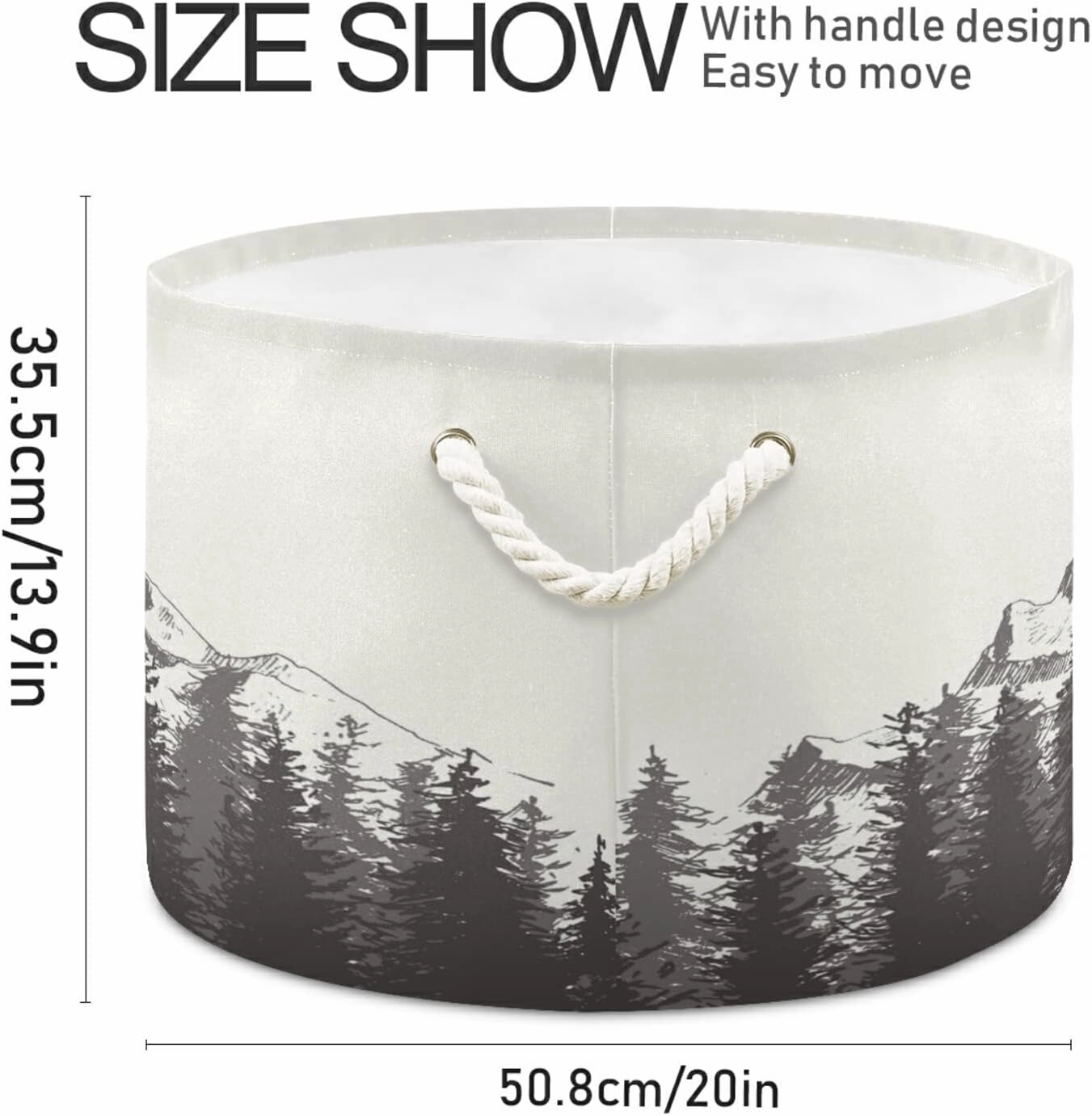 Cotton Rope Basket Mountain Forest Baby Laundry Basket for Blankets Toys Storage Basket