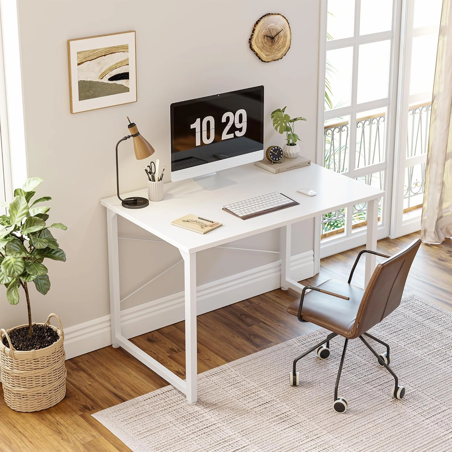 CubiCubi Computer Desk, 32 inch Home Office Small Desk, Modern Style PC Table for Home, Office, Study, Writing, Pure White