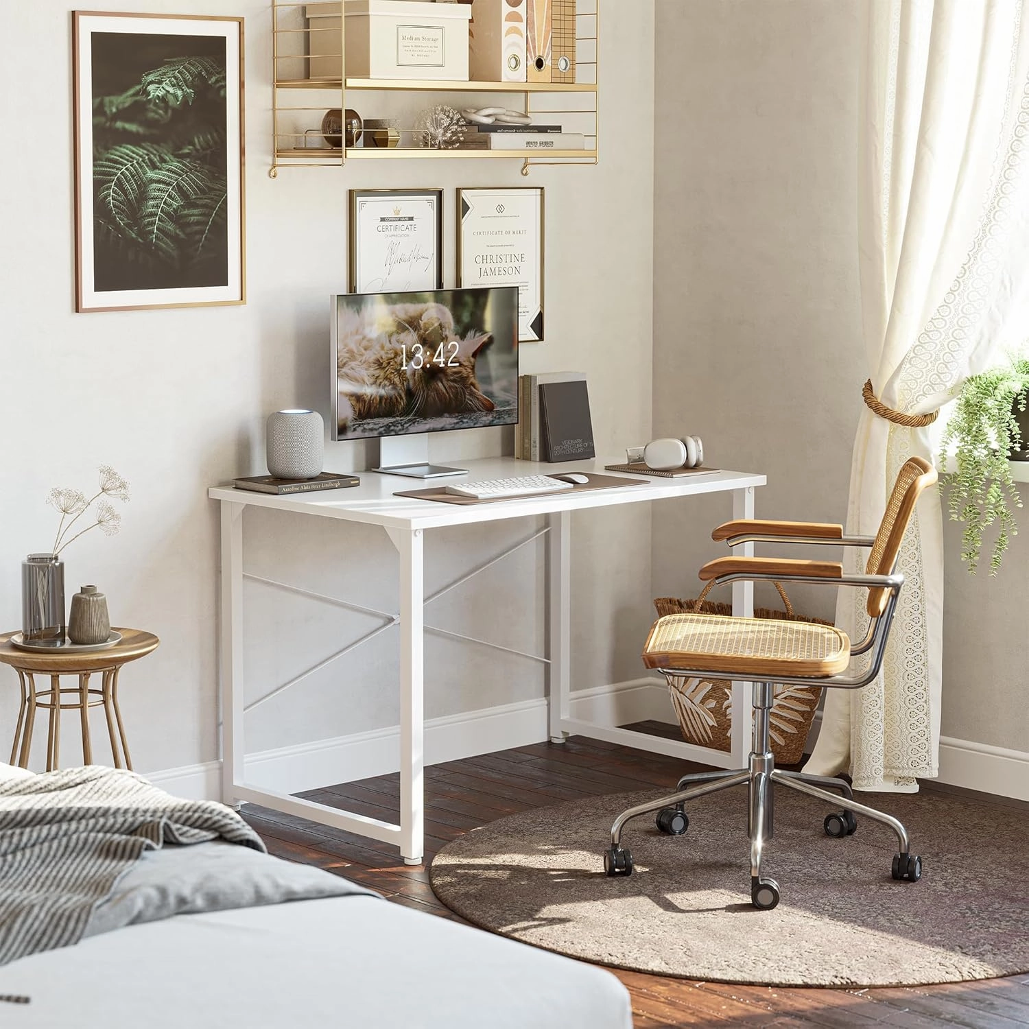 CubiCubi Computer Desk, 32 inch Home Office Small Desk, Modern Style PC Table for Home, Office, Study, Writing, Pure White
