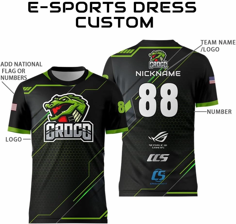 Customize Your Black Jersey with Name and Number Mens Team Uniforms Shirt for Esport Game Soccer Volleyball
