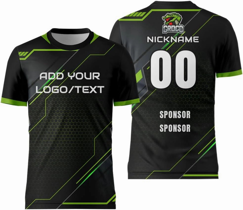 Customize Your Black Jersey with Name and Number Mens Team Uniforms Shirt for Esport Game Soccer Volleyball
