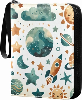Cute Simple Teal Card Binder 4-Pockets, 400 Pockets Card Holder with 50 Removable Sleeves, Trading Card Collector Zipper Album Holder, Collector Album