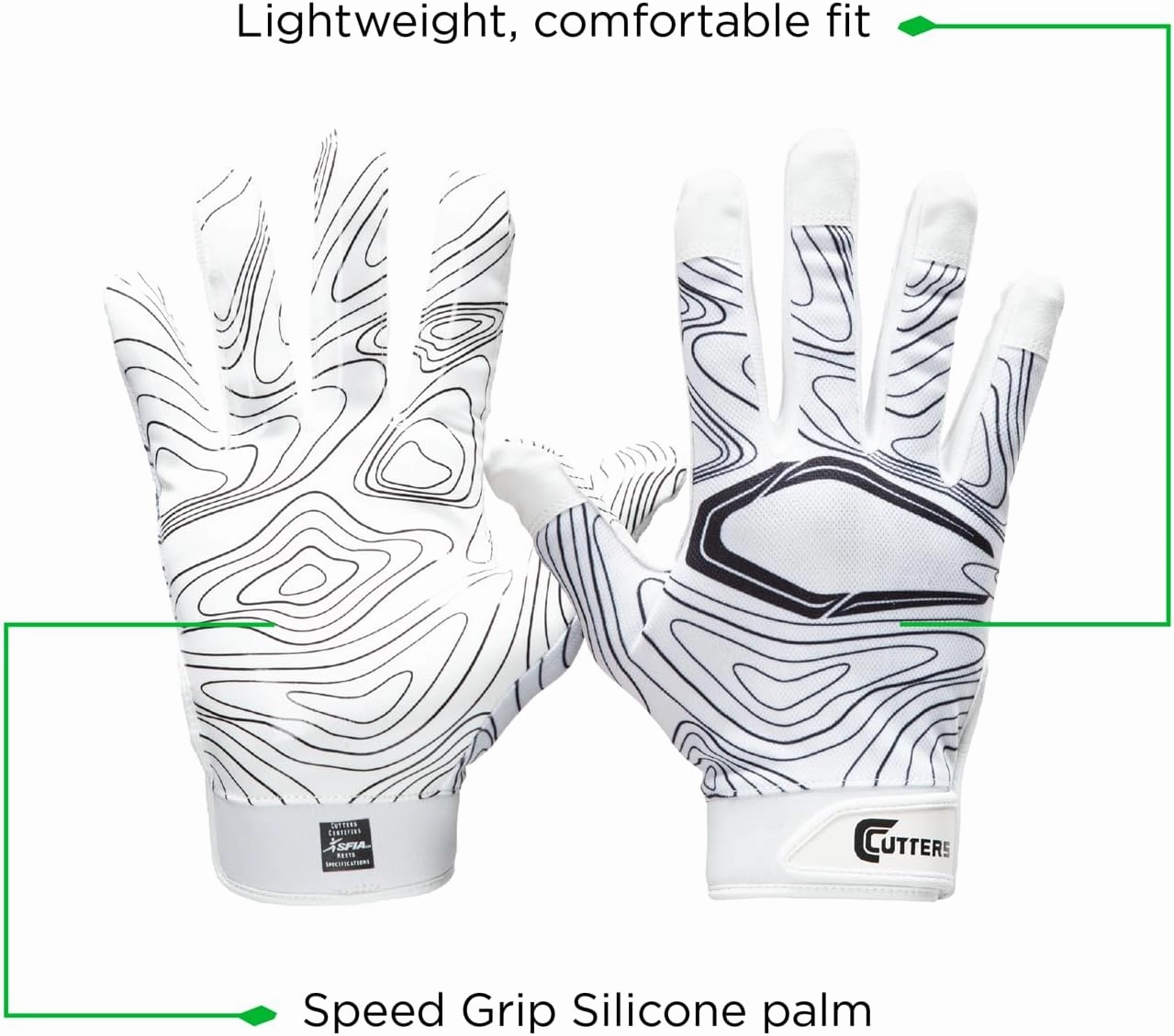 Cutters Football Gloves - Game Day Football Receiver Gloves with High Tack Silicone Grip, Superior Support and Protection, Adult & Youth