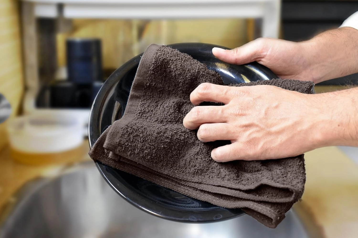 DAN RIVER 100% Cotton Bar Mop Kitchen Towels, 16x19 inches, Pack of 12, 350 GSM, Brown – Highly Absorbent Dish Towels, Quick-Dry, Reusable Mops for Kitchen, Home, Restaurants and Offices
