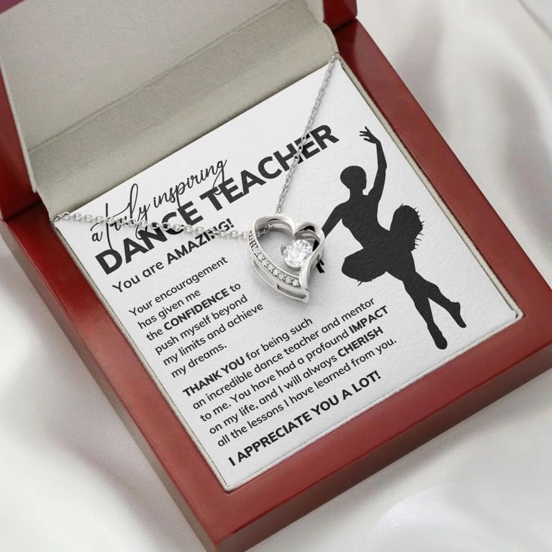 Dance Teacher Necklace Message Card Box Forever Love Standard - Appreciation Ballerina Instructor Thank You