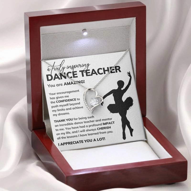 Dance Teacher Necklace Message Card Box Forever Love Standard - Appreciation Ballerina Instructor Thank You