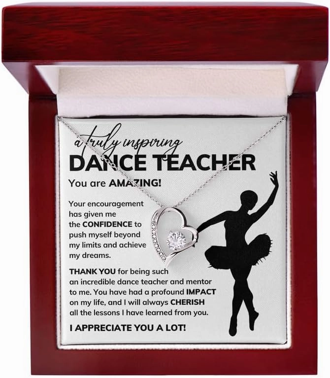 Dance Teacher Necklace Message Card Box Forever Love Standard - Appreciation Ballerina Instructor Thank You