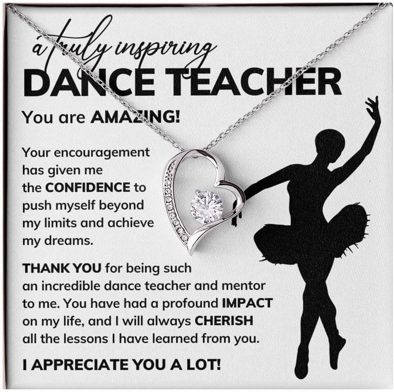 Dance Teacher Necklace Message Card Box Forever Love Standard - Appreciation Ballerina Instructor Thank You