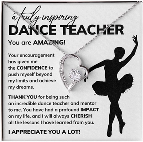Dance Teacher Necklace Message Card Box Forever Love Standard - Appreciation Ballerina Instructor Thank You