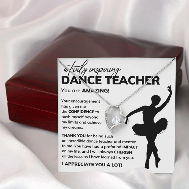Dance Teacher Necklace Message Card Box Forever Love Standard - Appreciation Ballerina Instructor Thank You