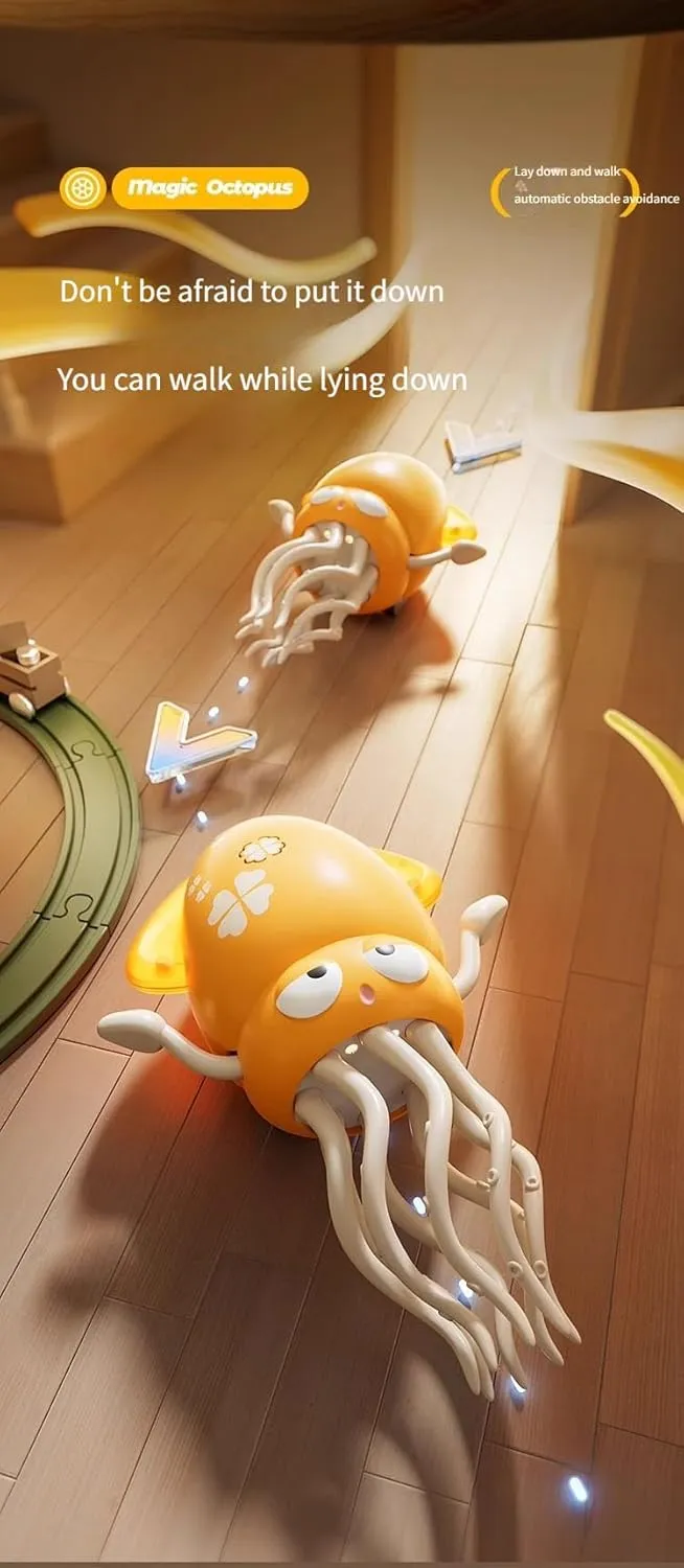 Dancing Octopus Toy Crawling Dancing Automatic Obstacle Avoidance Octopus Sensor Toy The Electric Magical Octopus Dancing with LED Lights Music（1 Pcs） (Green)