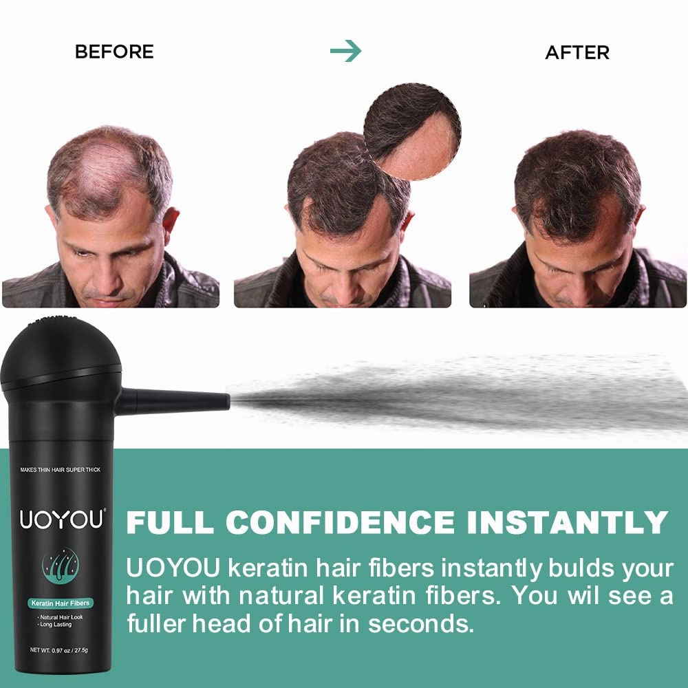 Dark Brown Hair Fibers for Thinning 27.5g Bottle With Applicator | Natural Keratin Concealer for Hair Loss | Building Fibres Powder for Men and Women