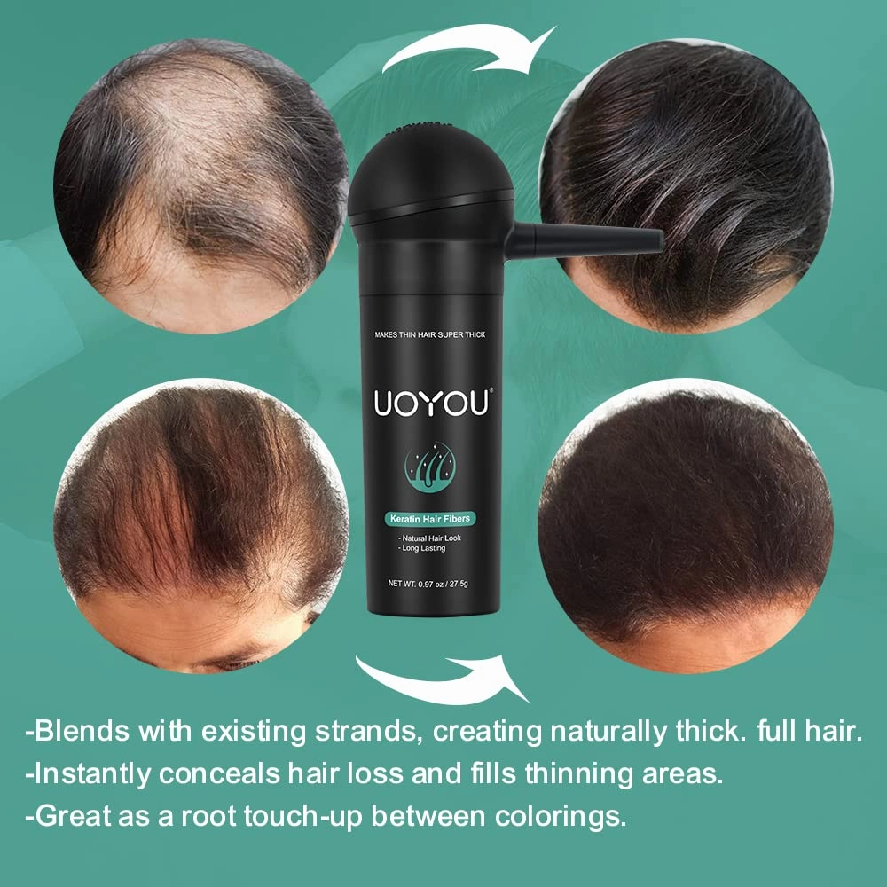 Dark Brown Hair Fibers for Thinning 27.5g Bottle With Applicator | Natural Keratin Concealer for Hair Loss | Building Fibres Powder for Men and Women
