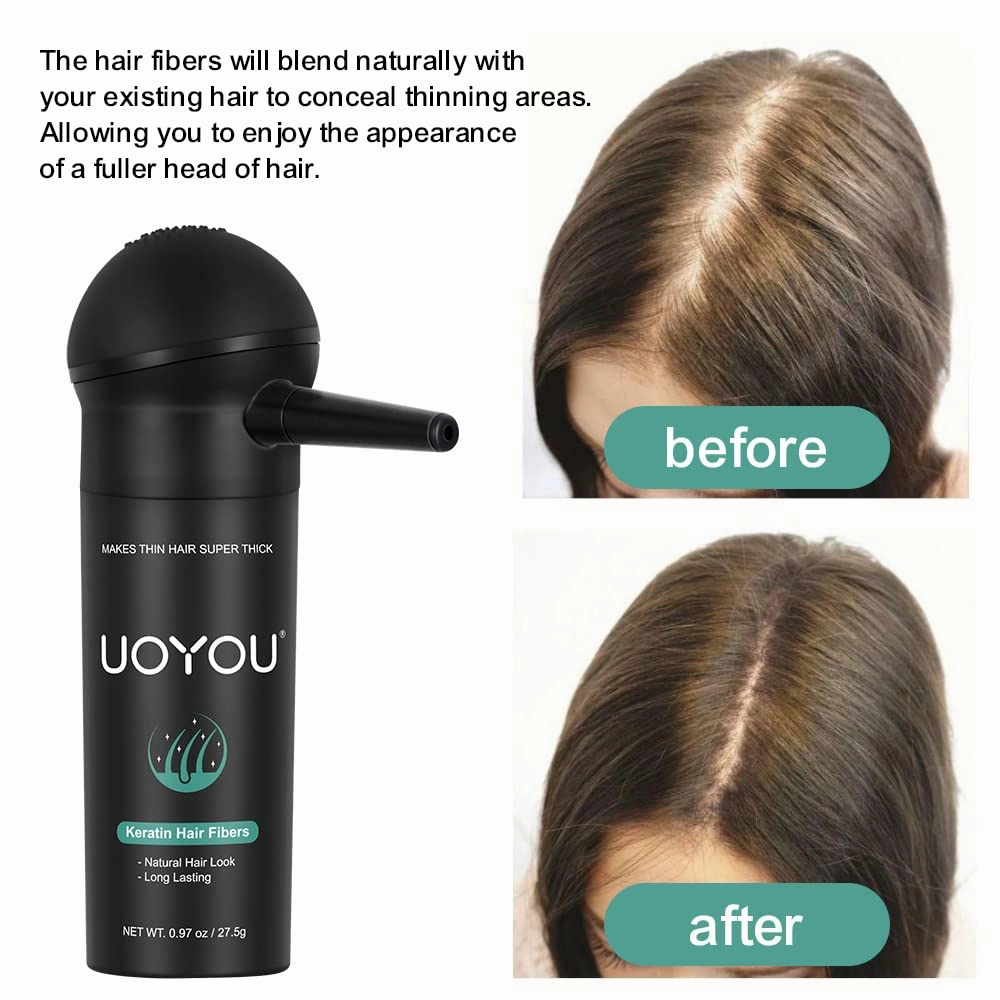 Dark Brown Hair Fibers for Thinning 27.5g Bottle With Applicator | Natural Keratin Concealer for Hair Loss | Building Fibres Powder for Men and Women