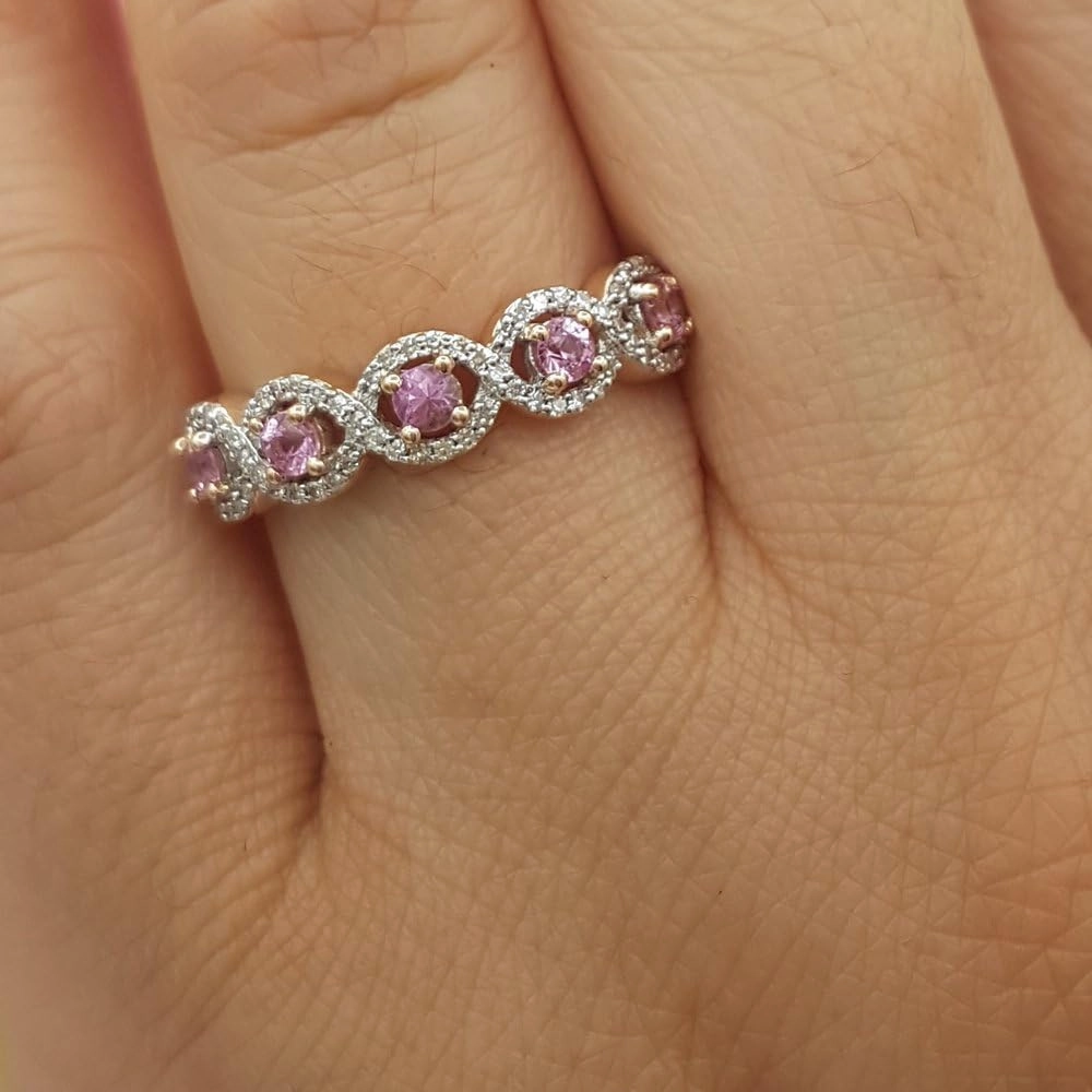Dazzlingrock Collection 10K Round Gemstone & Diamond Ladies Swirl Engagement Ring, Rose Gold