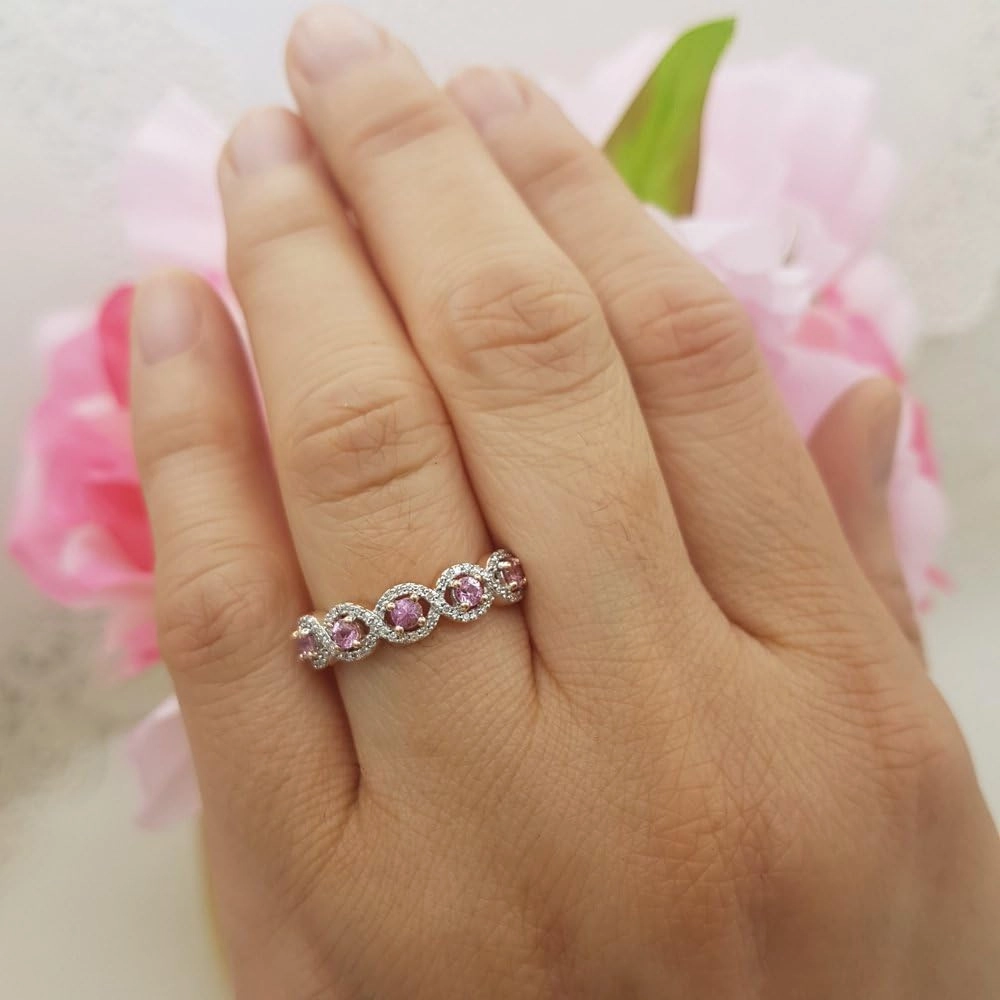 Dazzlingrock Collection 10K Round Gemstone & Diamond Ladies Swirl Engagement Ring, Rose Gold