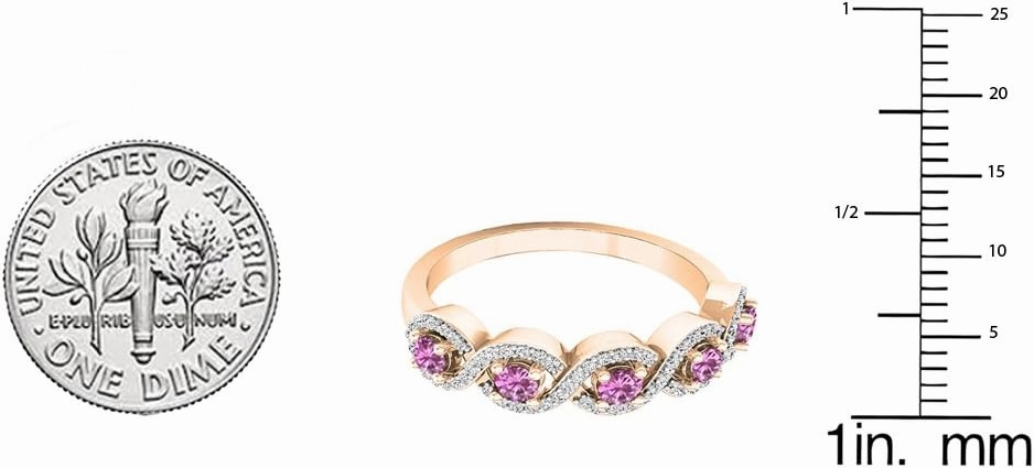 Dazzlingrock Collection 10K Round Gemstone & Diamond Ladies Swirl Engagement Ring, Rose Gold