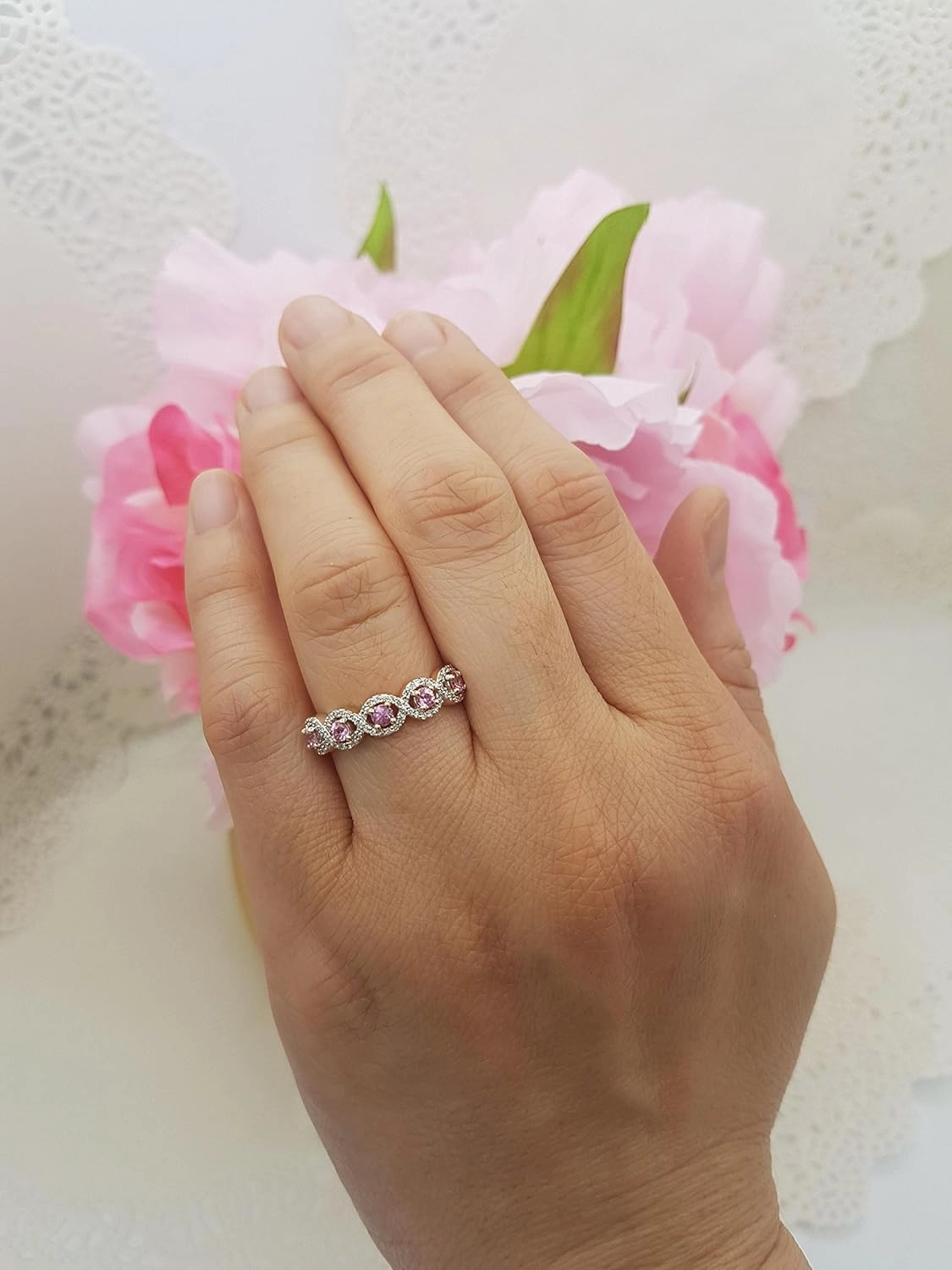 Dazzlingrock Collection 10K Round Gemstone & Diamond Ladies Swirl Engagement Ring, Rose Gold