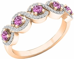 Dazzlingrock Collection 10K Round Gemstone & Diamond Ladies Swirl Engagement Ring, Rose Gold