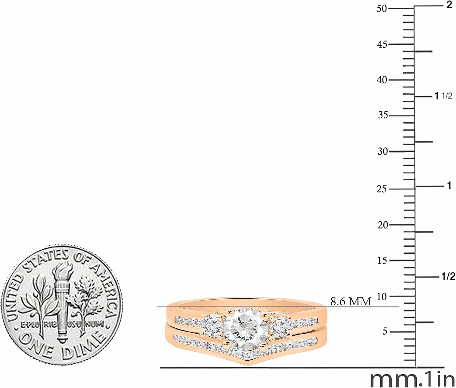 Dazzlingrock Collection Center 5.5mm Round Created Gemstone With Side Created White Sapphire & White Diamond Womens Engagement Ring Set, 10K Solid Rose Gold