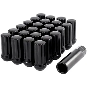 DCVAMOUS 24 PC 14x1.5 Lug Nuts Black 7-Spline Compatible with Chevy GMC Aftermarket Wheels - M14x1.5 Extended Lugnuts 2" Tall Cone Seat with Key for Sierra Silverado 1500 Suburban Yukon Escalade