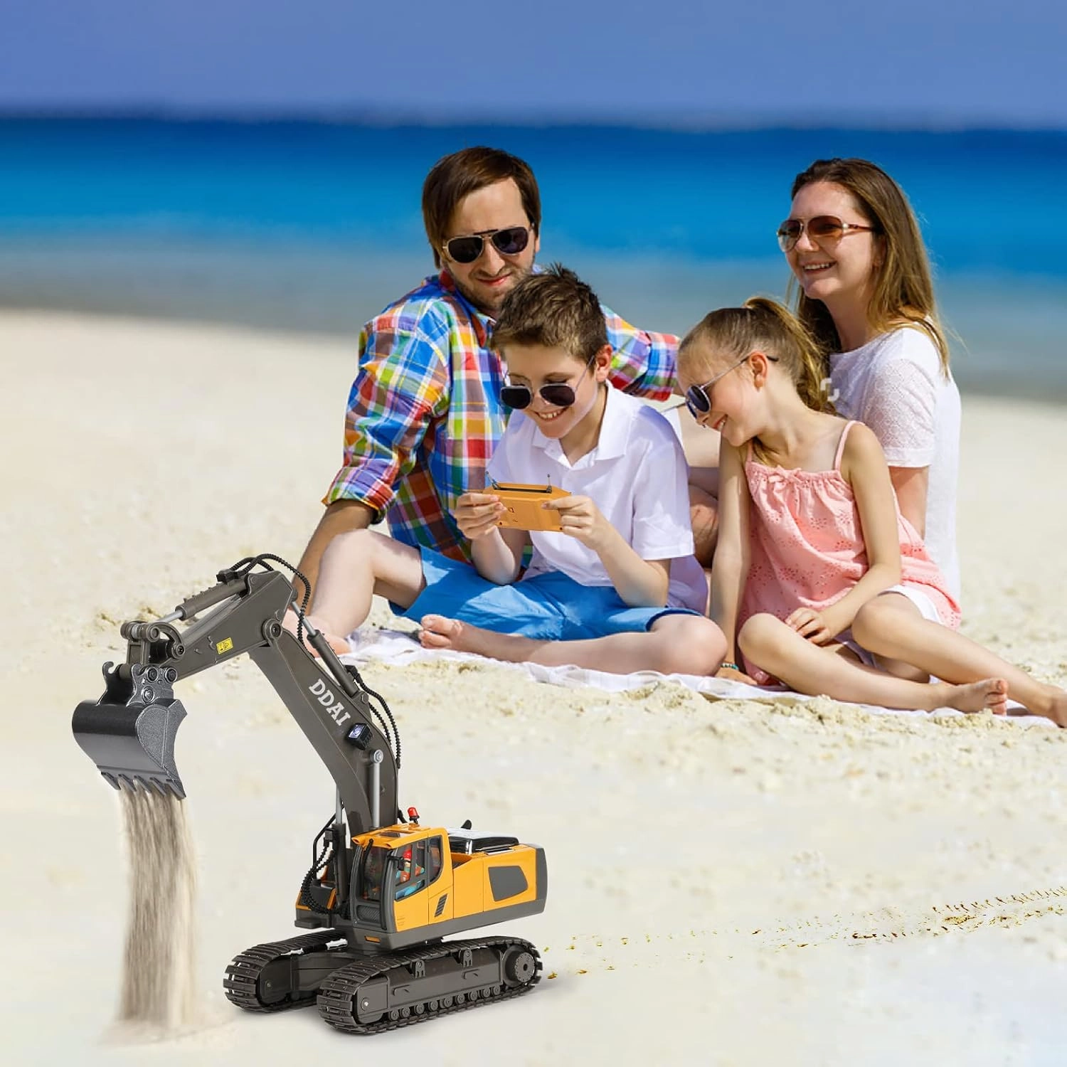 DDAI Remote Control Excavator Toys for Boys 8-12 Kids Best Gift Ideas for Age 3 4 5 6 7 8 9 10  Year Old Boy Rechargeable RC Construction Excavators Digger Vehicles Engineering Toys with Metal Shovel