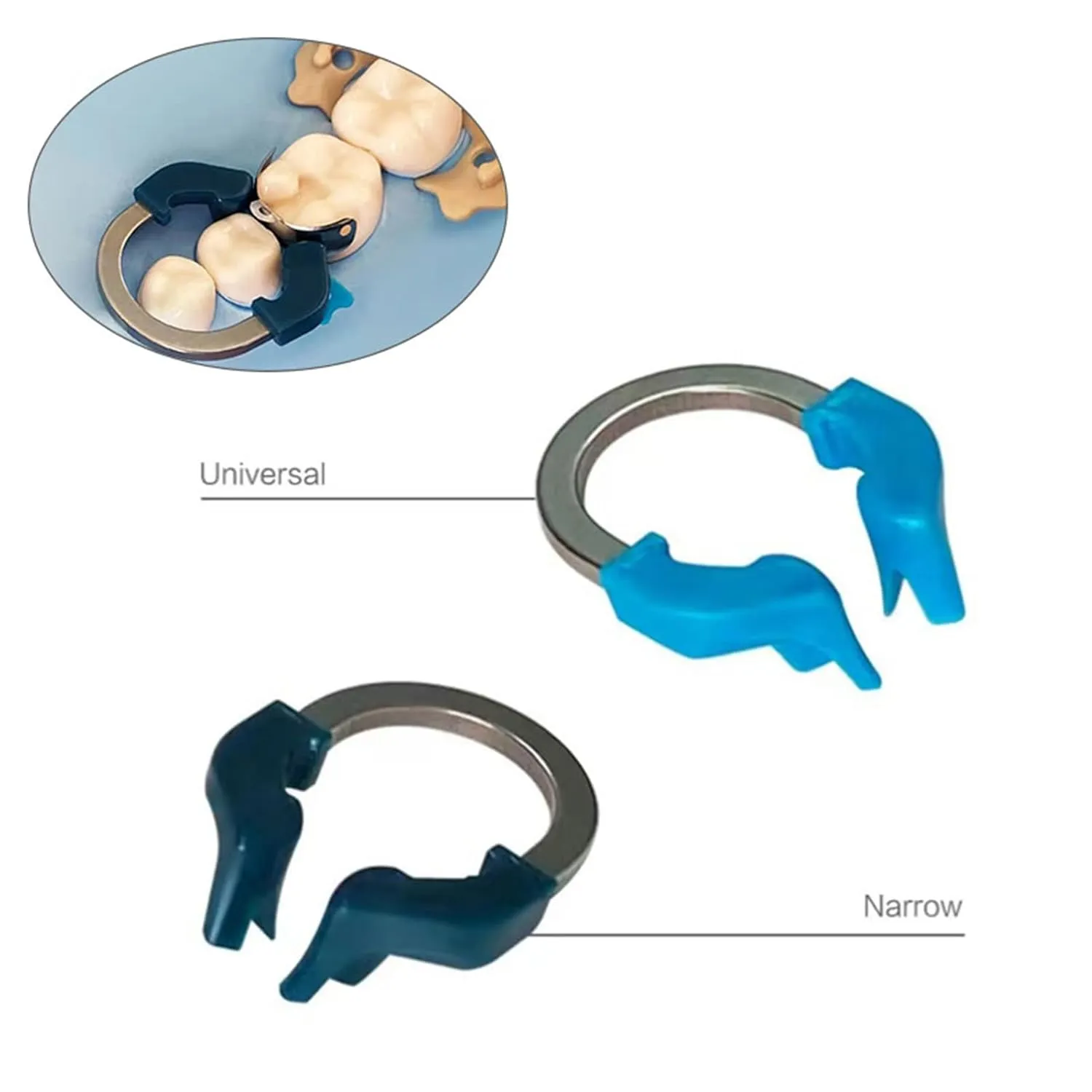 Dental Sectional Matrix Ring Clamp Spring Clip, Autoclavable Nickel Titanium Orthodontic Clamp Rings, Contoured Matrices System for Pre- and Post-Molars. (R6 Blue)