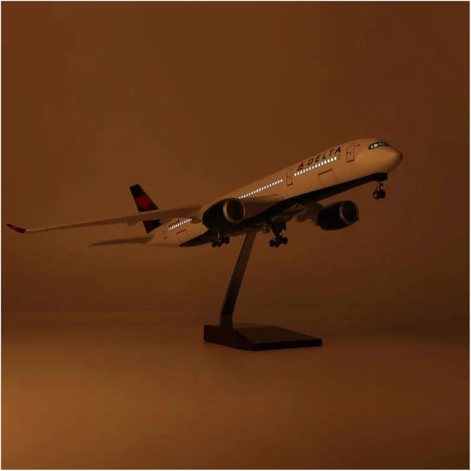 Diecast Plane Model 1：142 for A350 Resin Die-Casting Airplane Model with Wheel Landing Gear for Collectible Souvenir (with Light)