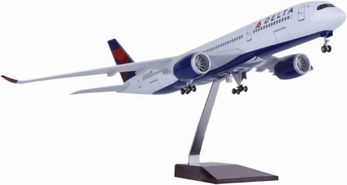 Diecast Plane Model 1：142 for A350 Resin Die-Casting Airplane Model with Wheel Landing Gear for Collectible Souvenir (with Light)