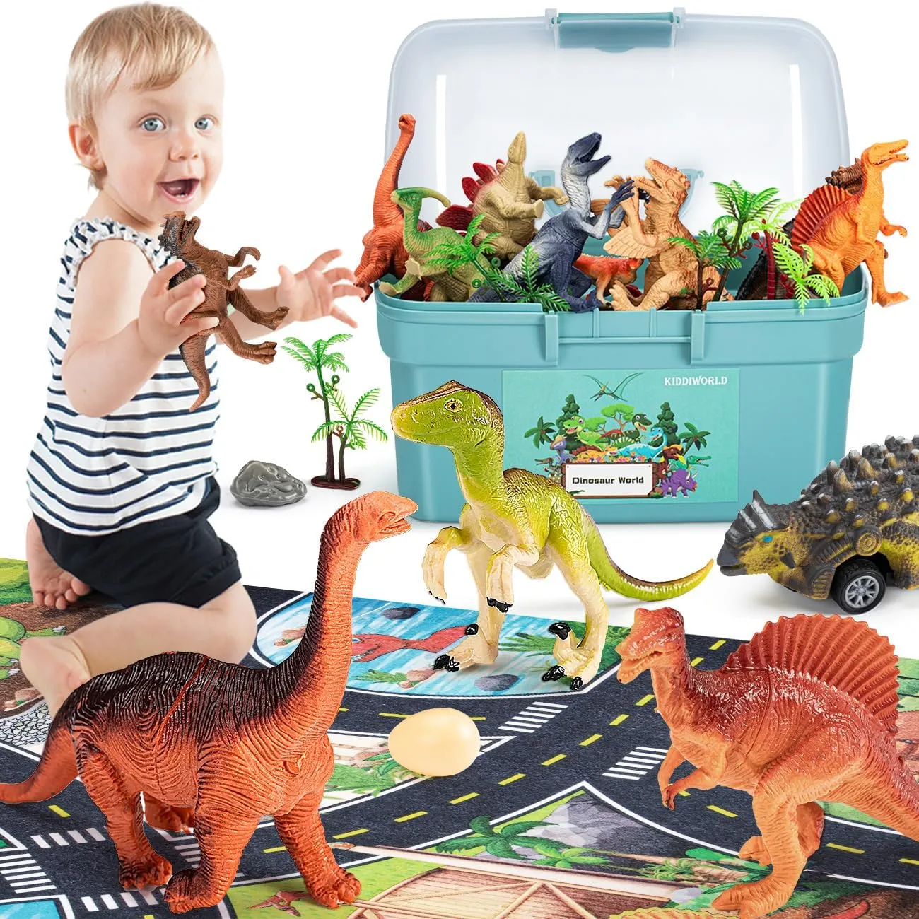 Dinosaur Toys for 3 4 5 Year Old Boys Gifts, Dinosaurs Toys for Kids 3-5-7, Dino Figures Activity Play Mat Christmas Birthday Gifts for Girls Toddler Toy Age 2-4