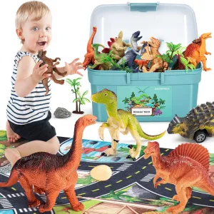 Dinosaur Toys for 3 4 5 Year Old Boys Gifts, Dinosaurs Toys for Kids 3-5-7, Dino Figures Activity Play Mat Christmas Birthday Gifts for Girls Toddler Toy Age 2-4