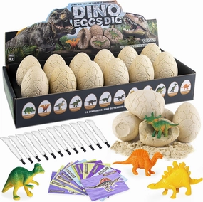Dinosaur Eggs Excavation Kit - 12 Unique Eggs Dinosaur Toy, Science STEM Gifts for Boys Girls Age 6-12