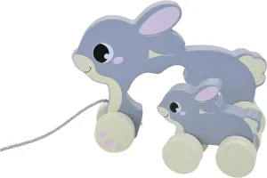 Discovery Toys – Wooden Pull Along Rabbit & Bunny | Pull Along Rolling Animal Toy | Pull Along with Cord & Baby Bunny | Easy to Grasp, Push and Pull Wooden Baby Toy| 12 Months 