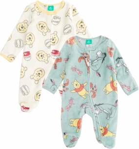 Disney Mickey Mouse Minnie Winnie the Pooh Baby 2 Pack Zip Up Sleep N' Plays Newborn to Infant Sizes (Newborn - 24 Months)