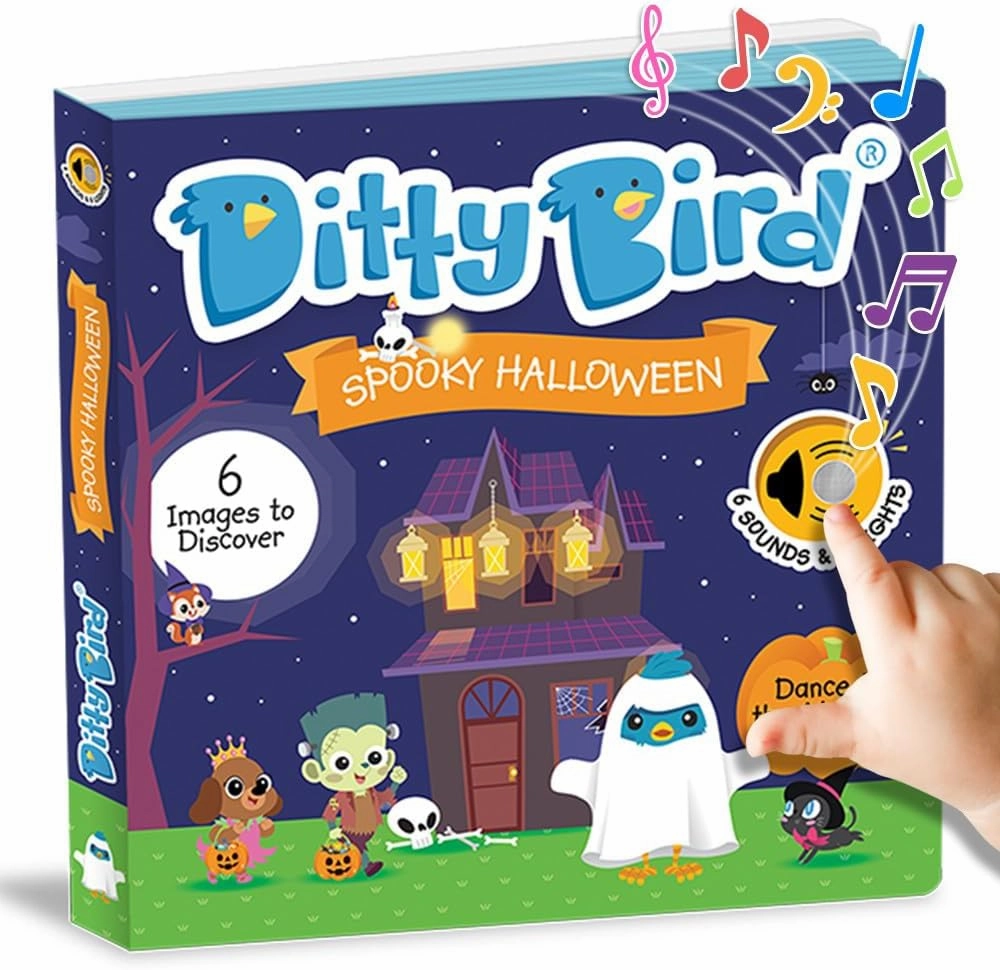Ditty Bird Musical Books for Toddlers | Spooky Halloween Sound Board Books for Toddlers 1-3 | Interactive Toddler Books with Sounds | Sturdy Baby Sound Book
