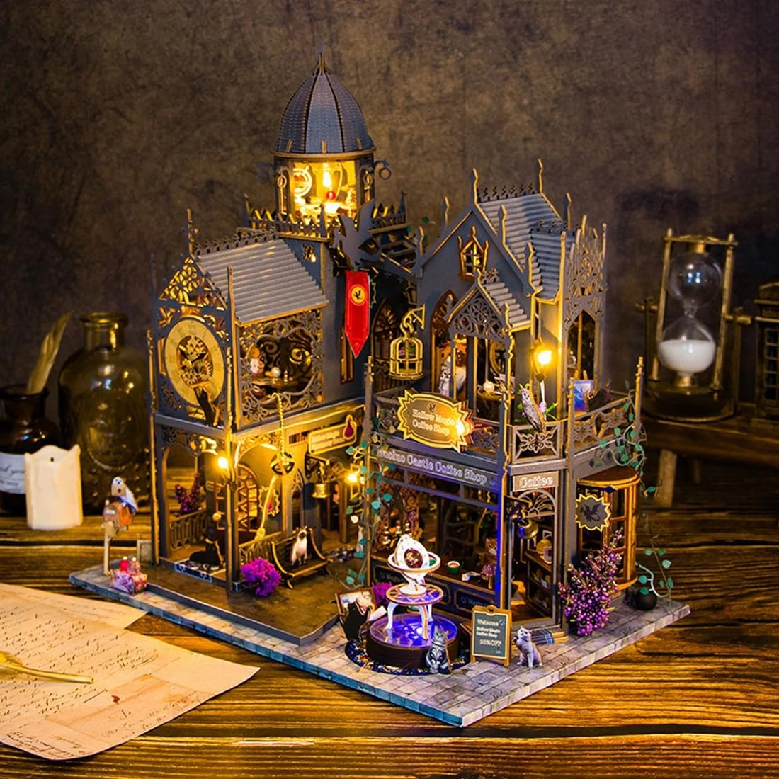 DIY Miniature House Kit, Model Houses to Build, Craft Miniature Houses, Doll's House Kits for Adults, Kids - Magic Coffee Shop