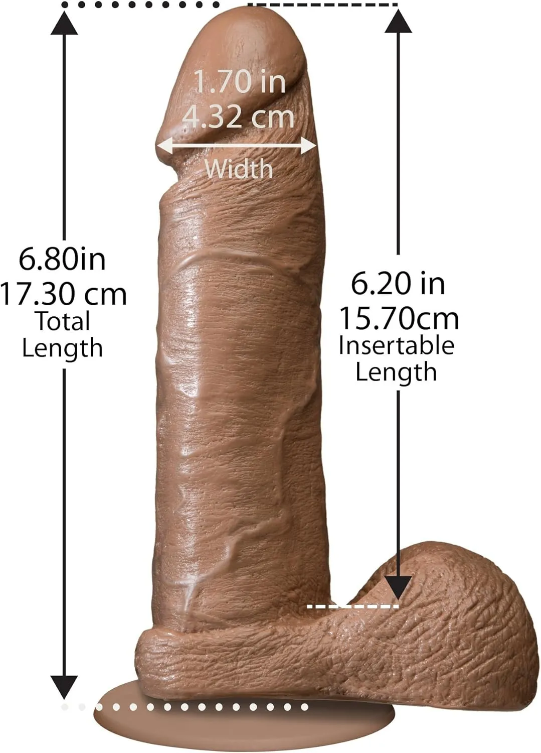 Doc Johnson The Realistic Cock with Removable Suction Cup - 6 Inch - F-Machine and Harness Compatible Dildo - Caramel