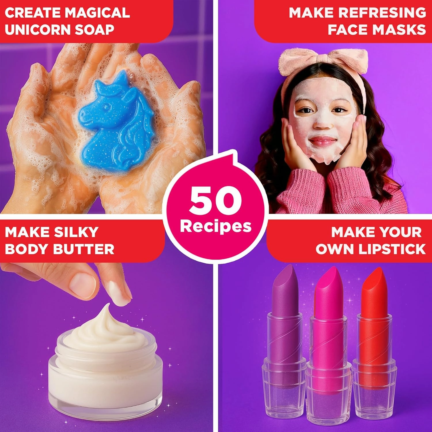 Doctor Jupiter Glam DIY Craft, Make-Up Science Kit for Girls Ages 6-7-8-9-10-11-12 | Birthday Gift Ideas for Girls 6  Years Old | STEM Toy with 50 Recipes | Learning & Educational Kits