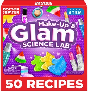 Doctor Jupiter Glam DIY Craft, Make-Up Science Kit for Girls Ages 6-7-8-9-10-11-12 | Birthday Gift Ideas for Girls 6  Years Old | STEM Toy with 50 Recipes | Learning & Educational Kits
