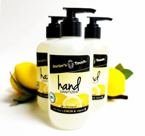 Doctor's Touch Hand Sanitizer With Real Lemon Vitamin E And Aloe Vera - 99% Effective Against Germs - 70% Alcohol - Antibacterial - Leaves Hands Clean, Soft And Moisturized (8oz, 3)