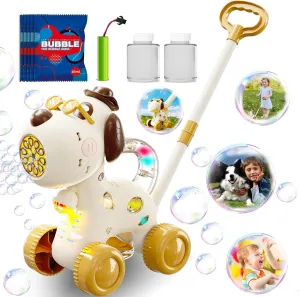 Dog Bubble Lawn Mower for Toddlers, Automatic Bubble Machine Maker for Kids, Summer Outdoor Yard Garden Activity Push Toys, Birthday Gift for Boys Girls 3 4 5 Year Old
