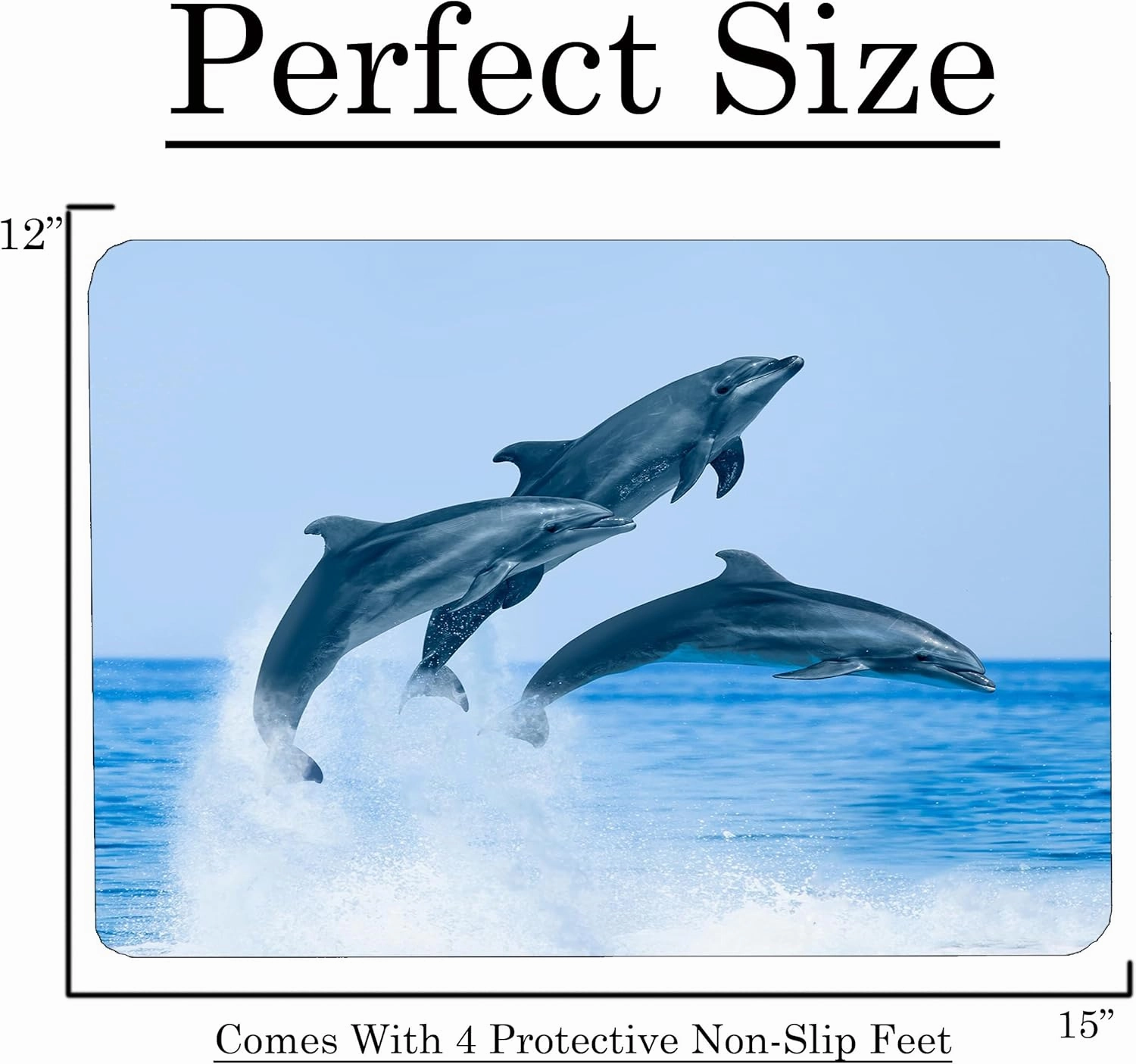 Dolphin Jumping Coastal Shoreline Waves Sandy Beach Kitchen Glass Cutting Board Ocean Decorative Gift (Dolphin Jumping)