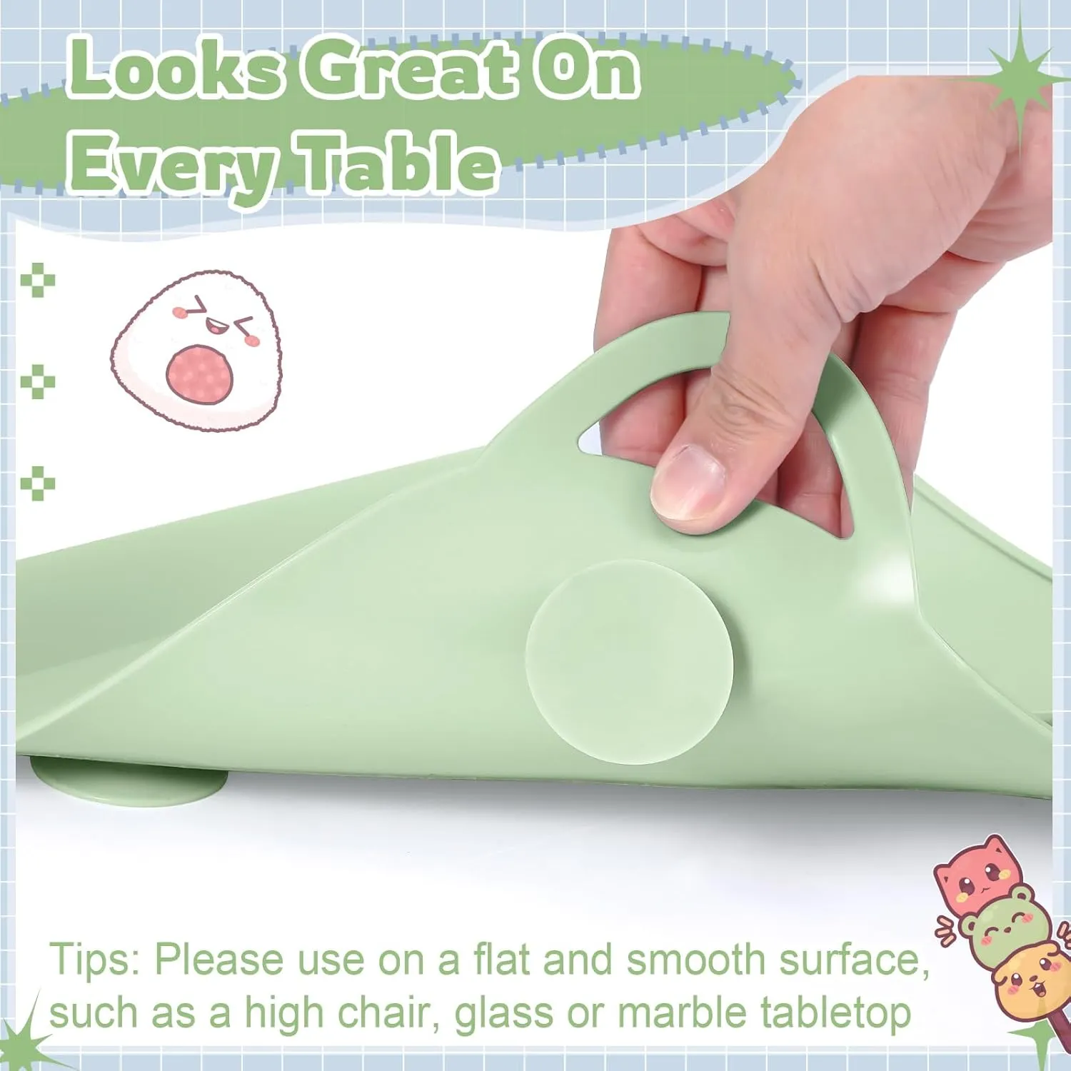 Domensi 2 Pack Silicone Suction Placemat with Teething Edge Bumper/spill for Baby Toddlers Kids with Storage Bag, Non-slip Dinning Table Mat, Dishwasher Safe for Table (Blue Green)