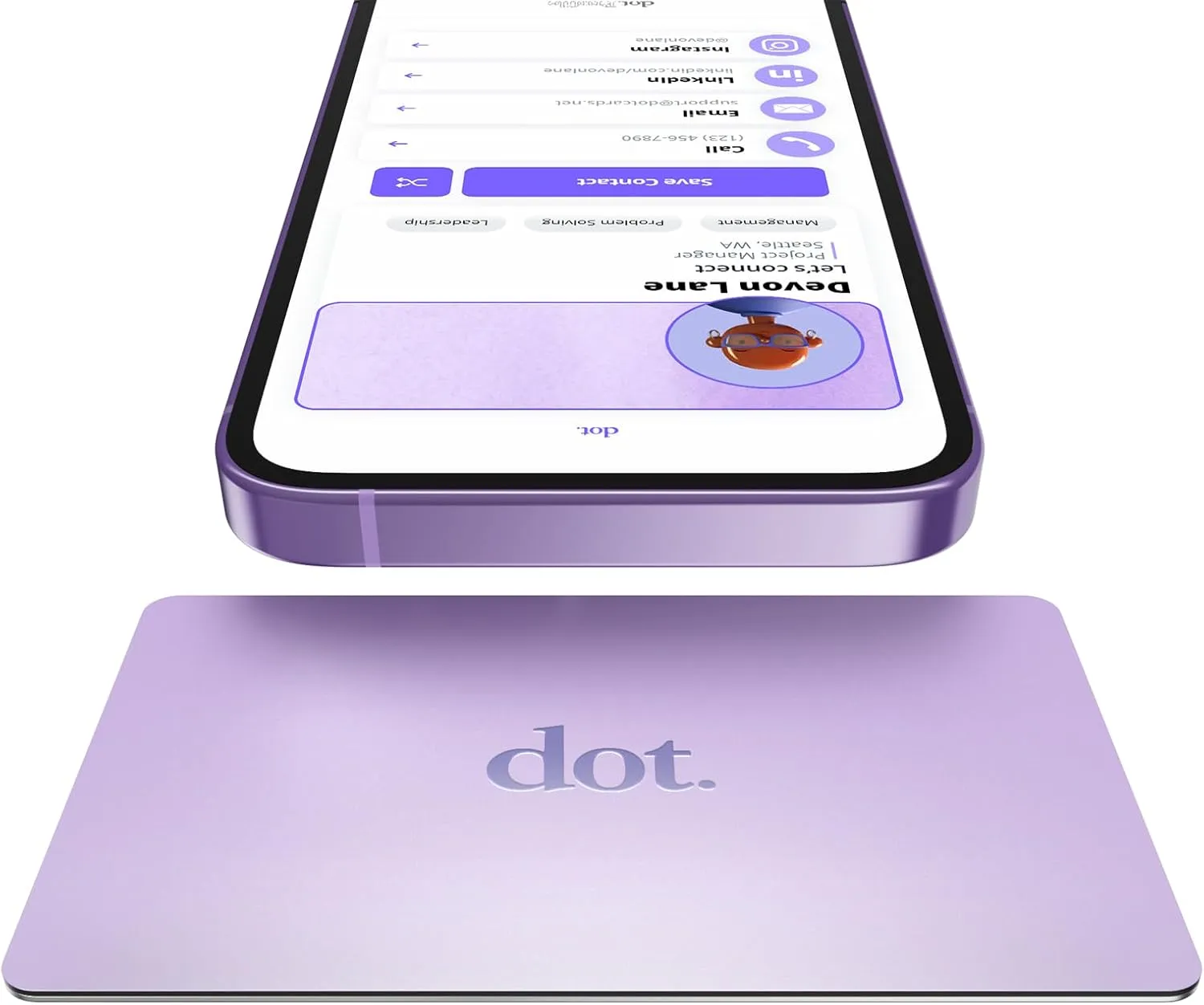 dot. Card Metal - Digital Business Card - Tap to Share NFC - iPhone & Android (Purple)