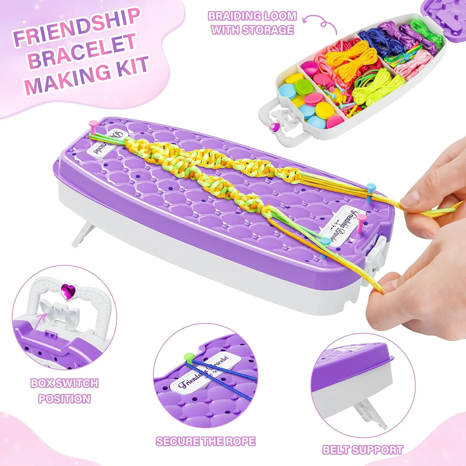 Dpai Friendship Bracelet Making Kit for Girls,DIY Arts and Crafts Toys,Jewelry String Maker Kit,The Best Birthday Gifts Ideas for Girls 6 7 8 9 10 11 12  Years Old（Purple）
