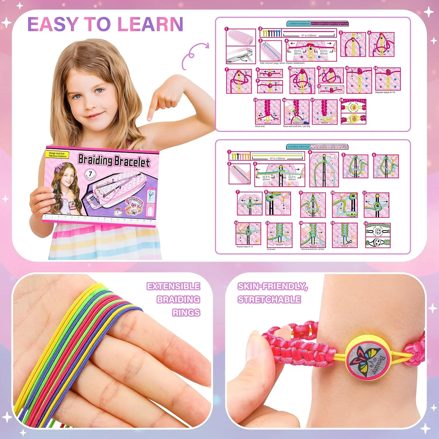 Dpai Friendship Bracelet Making Kit for Girls,DIY Arts and Crafts Toys,Jewelry String Maker Kit,The Best Birthday Gifts Ideas for Girls 6 7 8 9 10 11 12  Years Old（Purple）