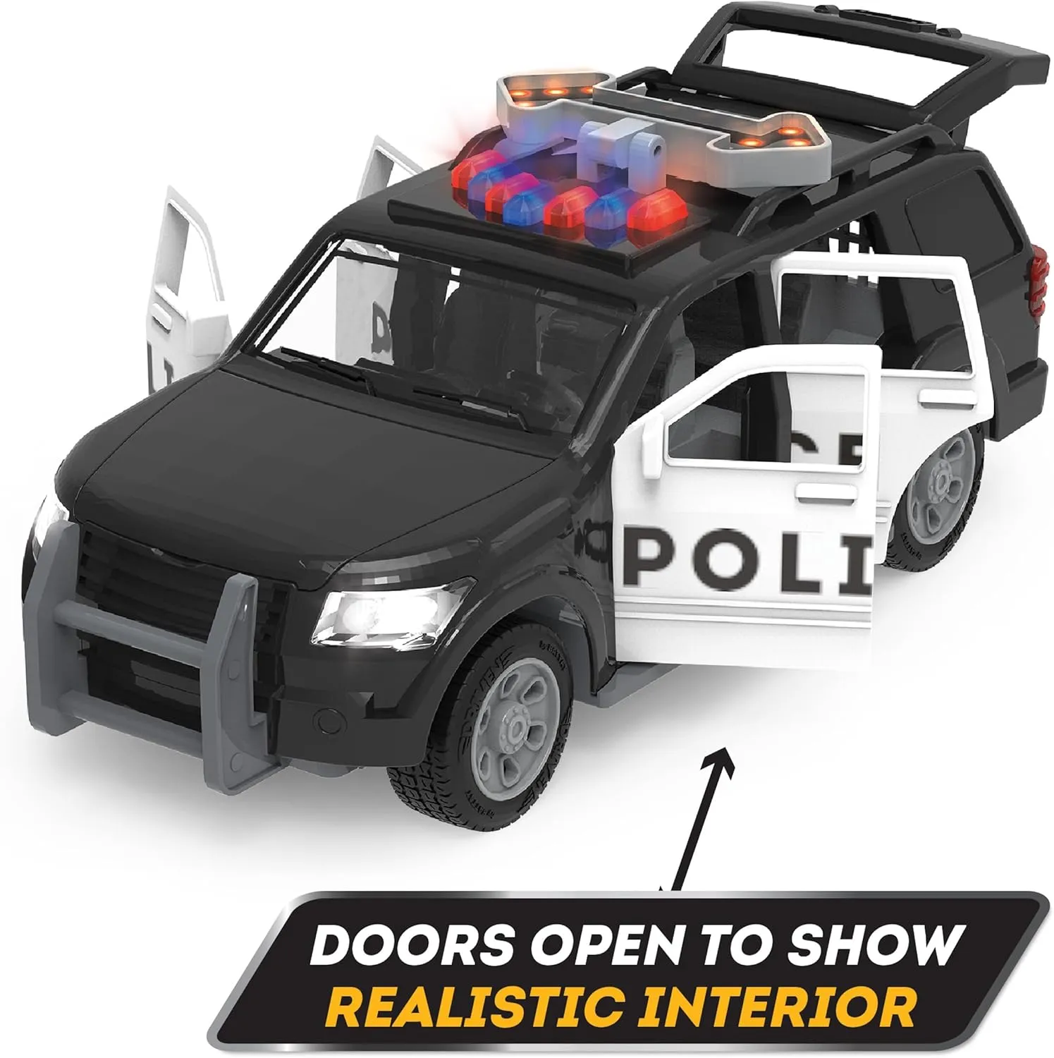 Driven by Battat – Police Car Toy SUV – 1:24 Scale – Toy Vehicle with Lights and Sound – Rescue Car Toy for Boys & Girls & Toddlers Age 3 