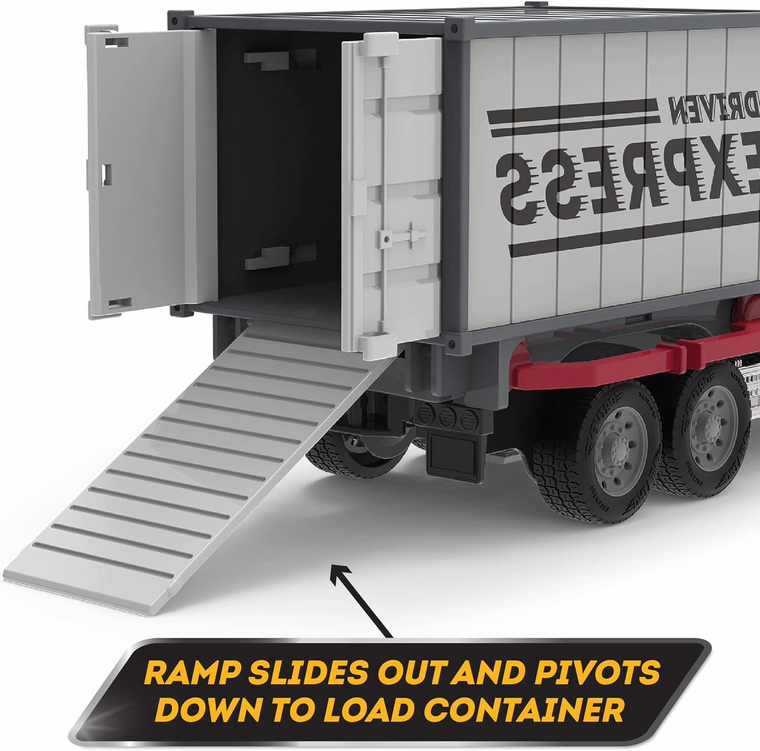 Driven by Battat – Toy Container Truck with Lights & Sounds – Small Toy Shipping Container Vehicle – Realistic Toy Truck for Kids – Movable Parts – 3 Years   – Micro Container Truck